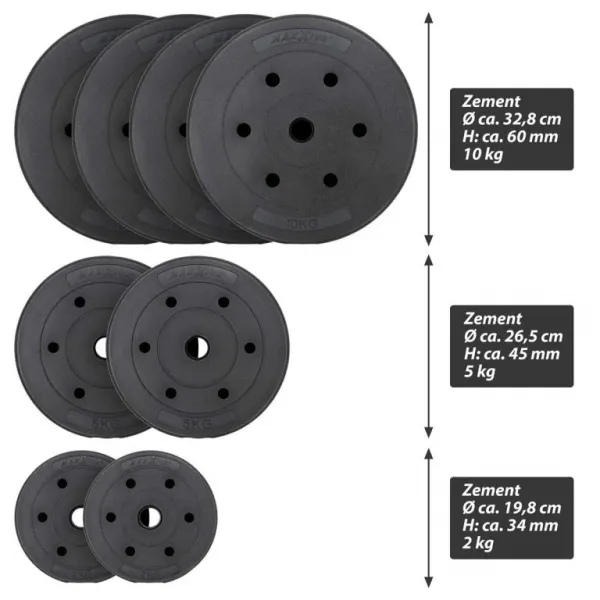 MAXXIVA 90684 obojručný činkový set, 60,5 kg, 8 závaží
