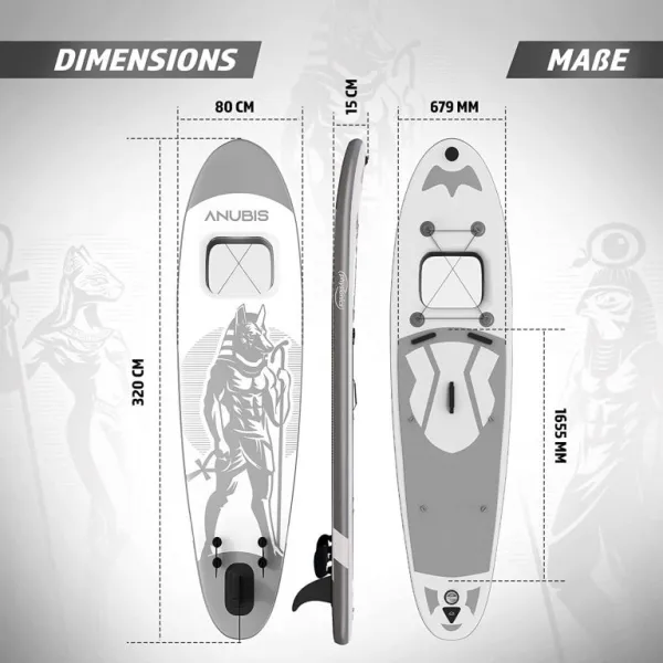 PHYSIONICS nafukovací paddleboard - boh Anubis, 320 cm