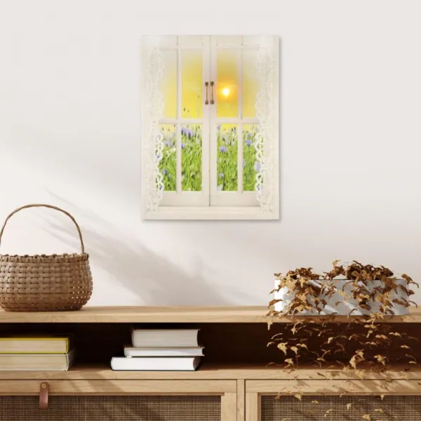 Nexos 86800 Nástenná maľba slnka za oknom, 1 LED, 30 x 40 cm