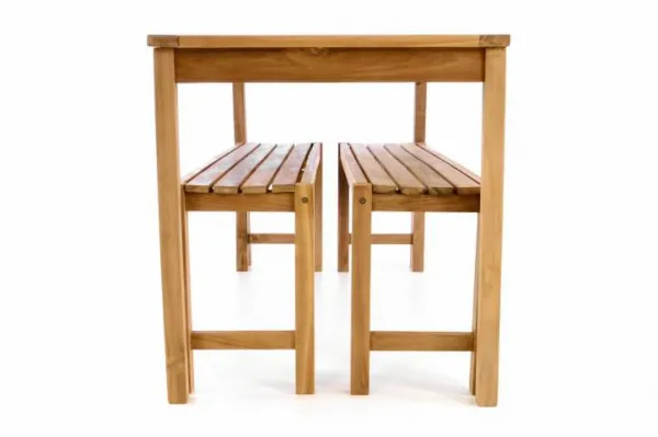 Divero 47284 Záhradný set lavíc a stola - ošetrené teakové drevo - 135 cm