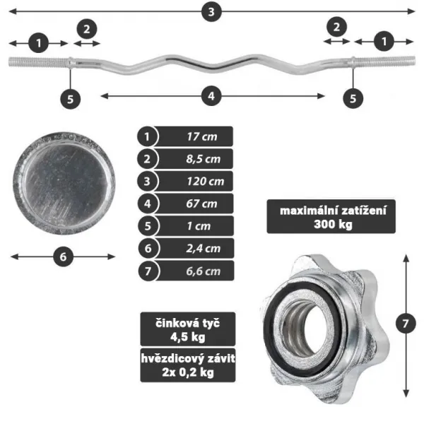 MAXXIVA 88235 činkový set 30 kg závažia + 7 kg činková tyč
