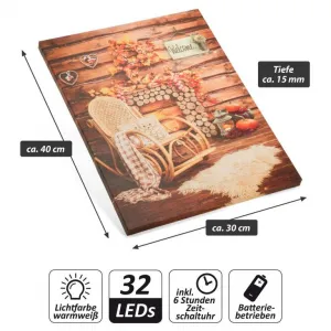 Nexos 86702 Nástenná maľba hojdacie kreslo, 2 LED, 30 x 40 cm