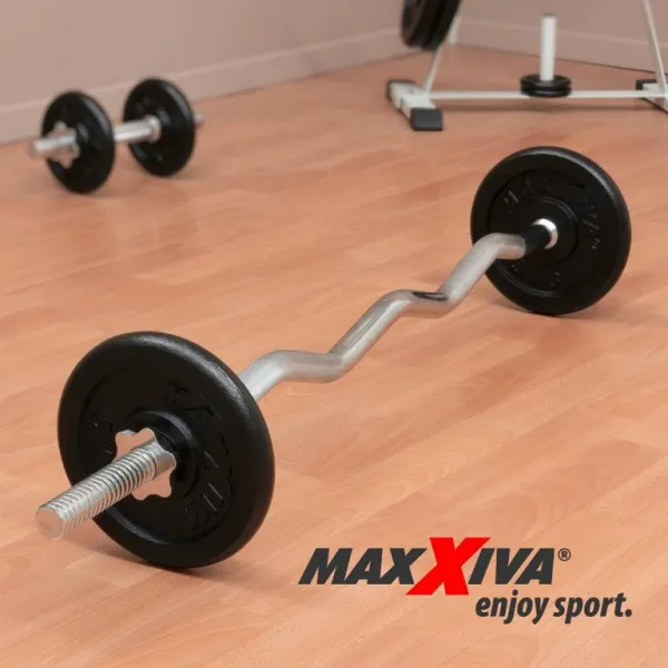 MAXXIVA 83765 liatinový obojručný set zo závažím, 120 cm, 26 kg