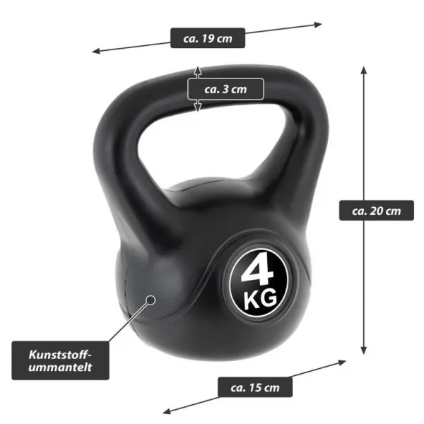 MAXXIVA Kettlebell činka, čierna, 4 kg