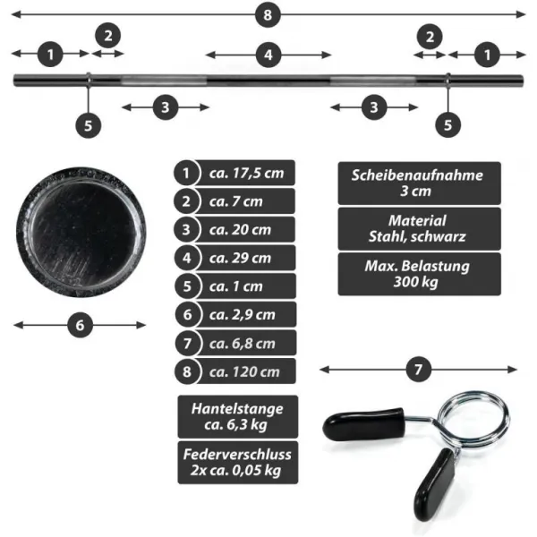 MAXXIVA 86698 vzpieračská tyč na nakladanie,pružina,čierna,120 cm