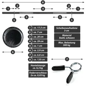 MAXXIVA 86698 vzpieračská tyč na nakladanie,pružina,čierna,120 cm