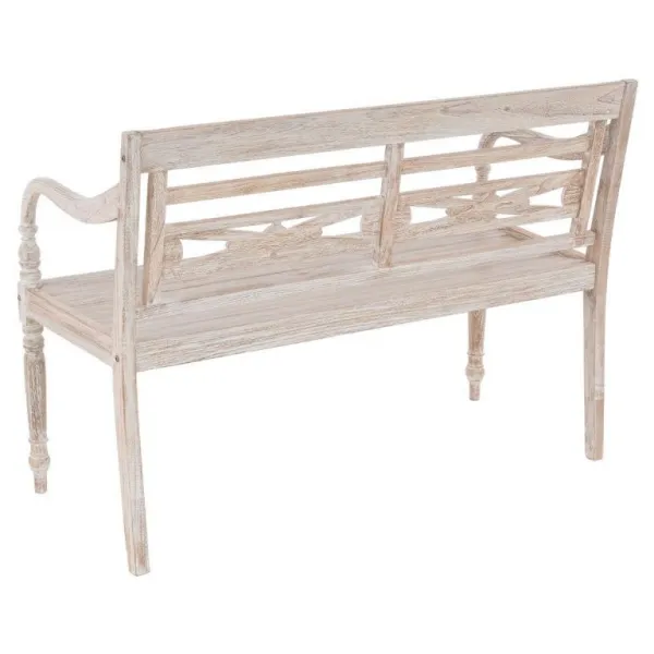 Divero 71854 Dvojmiestna lavica - 119 cm, teak, biela shabby
