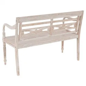 Divero 71854 Dvojmiestna lavica - 119 cm, teak, biela shabby