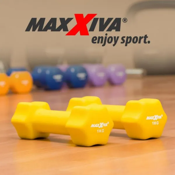 MAXXIVA 84990 sada činiek s neoprénovým poťahom 2x 1 kg, žltá