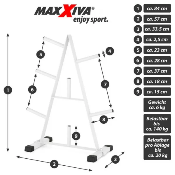 MAXXIVA 84972 stojan na závažie, 84 x 33,5 x 57 cm, biely