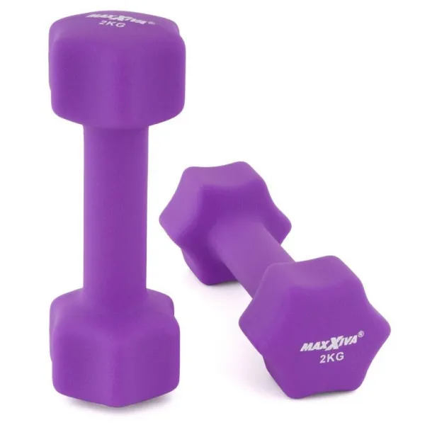 MAXXIVA 84985 sada činiek s neoprénovým poťahom 2x 2 kg, fialová