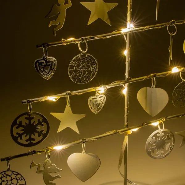 Nexos 64264 Vianočný kovový dekoračný strom - biely, 25 LED, teplá biela