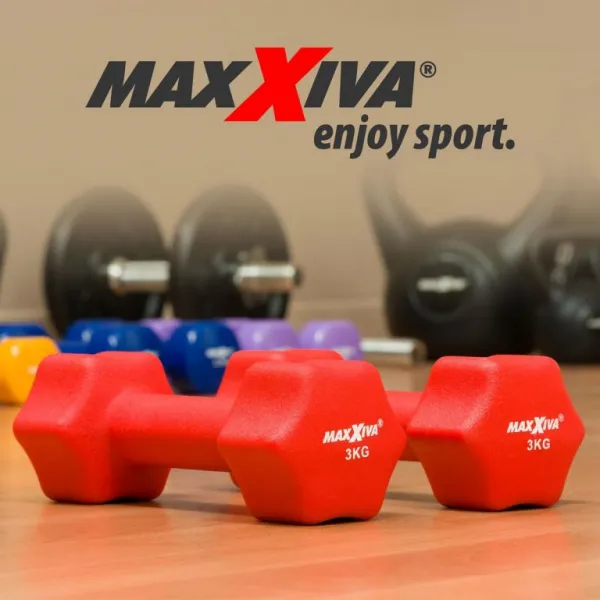 MAXXIVA 84987 sada činiek s neoprénovým poťahom 2x 3kg, červená