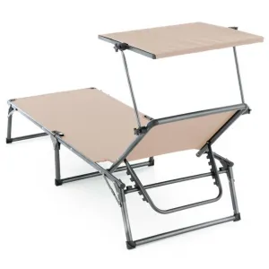 Divero 77408 Skladacie ležadlo so strieškou, XXL, béžové