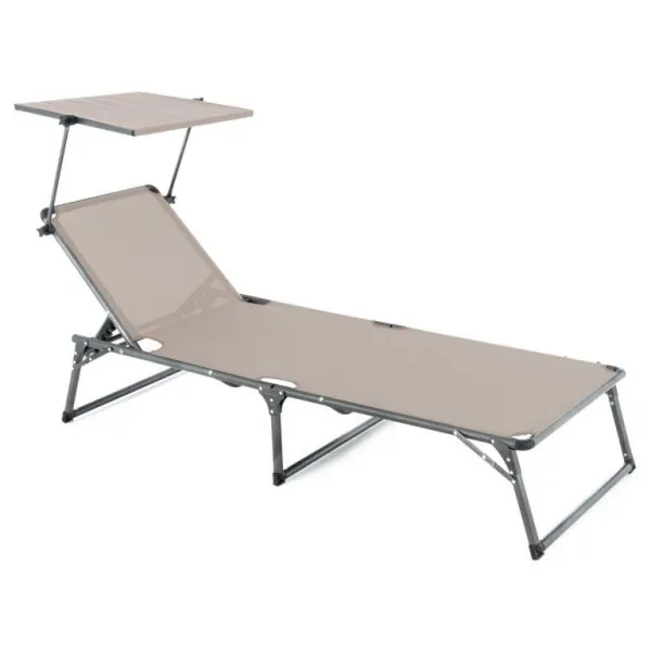 Divero 77409 Skladacie ležadlo so strieškou, XXL, sivé