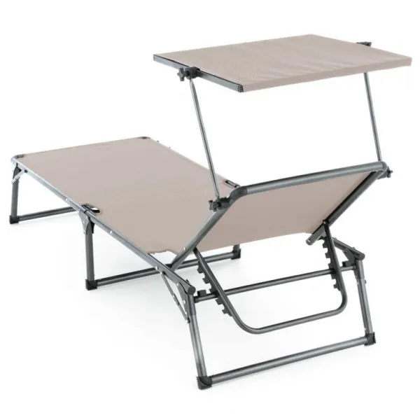 Divero 77409 Skladacie ležadlo so strieškou, XXL, sivé