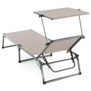 Divero 77409 Skladacie ležadlo so strieškou, XXL, sivé