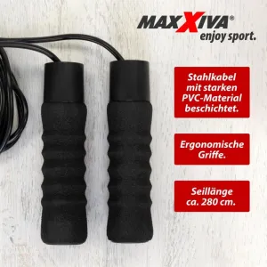 MAXXIVA 85996 rýchlostné švihadlo, 280 cm, čierne