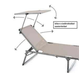 Divero 77409 Skladacie ležadlo so strieškou, XXL, sivé