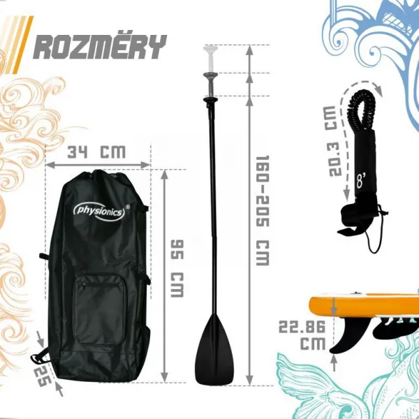 Nafukovací paddleboard 305 cm oranžový + příslušenstvo