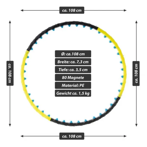 MAXXIVA 85908 hula- hoop masážna obruč, 108 cm, čierno-žltá
