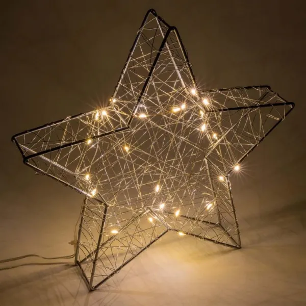 Nexos 67073 Vianočná kovová hviezda s 3D efektom - 30 x 29 x 5 cm, 25 LED diód, sivá