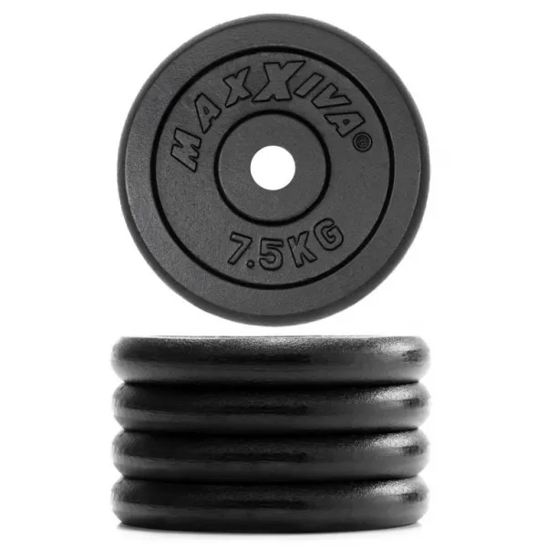 MAXXIVA 81685 Sada 2 závažia na činky celkom 15 kg, liatina, čiern