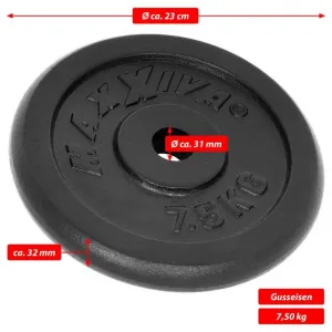 MAXXIVA 81685 Sada 2 závažia na činky celkom 15 kg, liatina, čiern