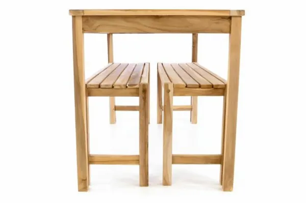 Divero 47272 Záhradný set lavíc a stola - neošetrené teakové drevo - 135 cm