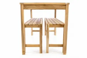 Divero 47272 Záhradný set lavíc a stola - neošetrené teakové drevo - 135 cm