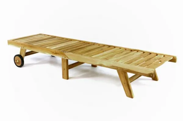 Divero 47384 Sklopné lehátko z neošetreného teakového dreva