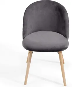 Sada jedálenských zamatových stoličiek, tmavosivé, 2 ks