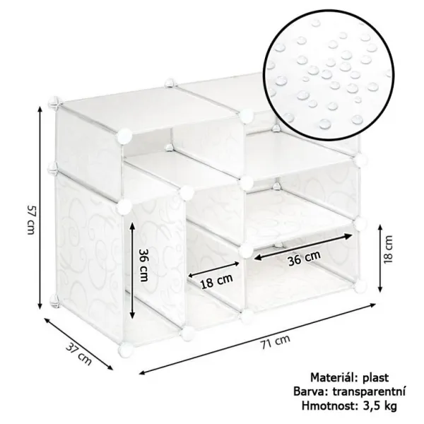 Divero 70668 Transparentný regál - zásuvný systém