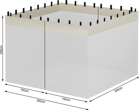 Moskytiéra na záhradný párty stan 3 x 3 m ČIERNA
