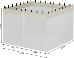 Moskytiéra na záhradný párty stan 3 x 3 m ČIERNA