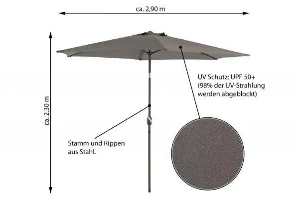 Garthen 40042 Slnečník sklopný 3 m - antracit