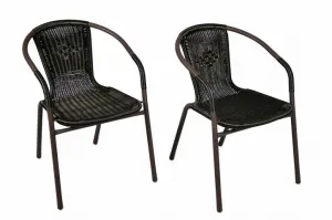 Garthen 2345 Bistro stolík so sklenenou doskou a 2 stoličky z polyratanu