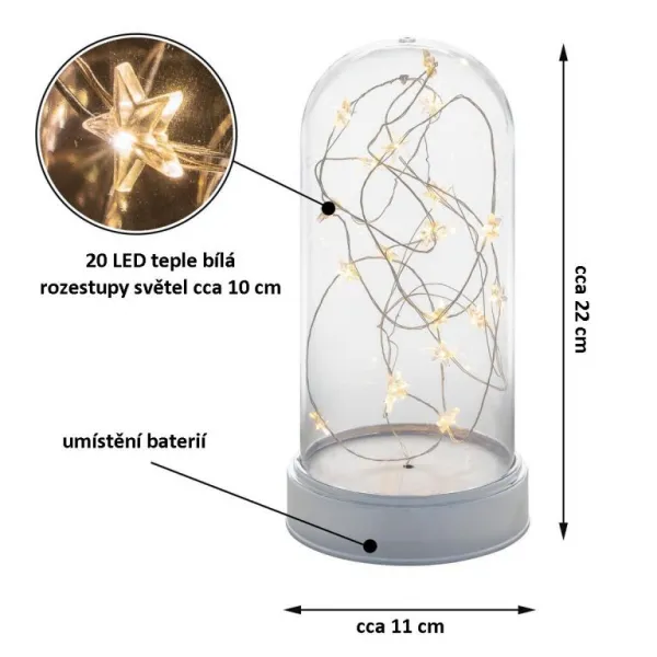 Nexos 64787 Vianočná svietiaca dekorácia kupola - 20 LED, teple biela