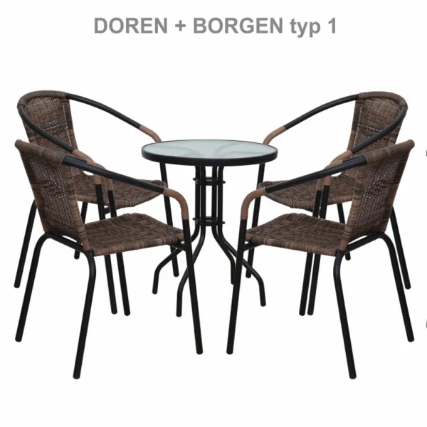 Jedálenský stôl, čierna oceľ/tvrdené sklo, priemer 60 cm, BORGEN TYP 1