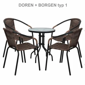 Jedálenský stôl, čierna oceľ/tvrdené sklo, priemer 60 cm, BORGEN TYP 1