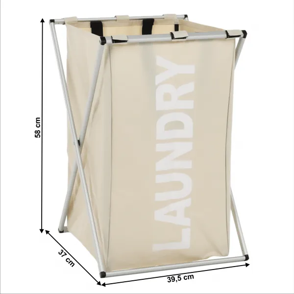 Látkový kôš na bielizeň, sivobéžová, LAUNDRY TYP 1