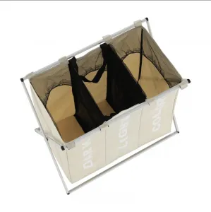 Látkový kôš na bielizeň, sivobéžová, LAUNDRY TYP 3