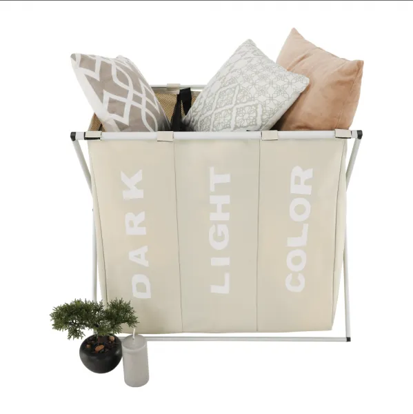Látkový kôš na bielizeň, sivobéžová, LAUNDRY TYP 3