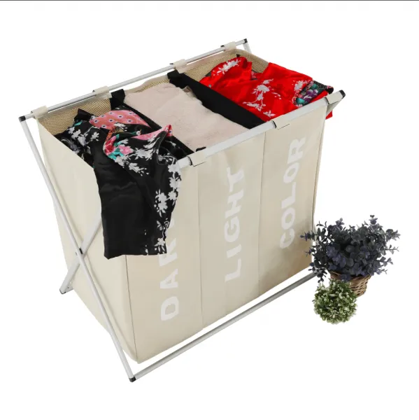 Látkový kôš na bielizeň, sivobéžová, LAUNDRY TYP 3