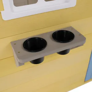 Drevený záhradný domček pre deti, biela/sivá/žltá/modrá, NESKO