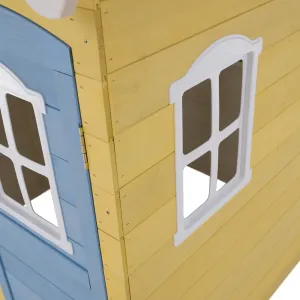 Drevený záhradný domček pre deti, biela/sivá/žltá/modrá, NESKO