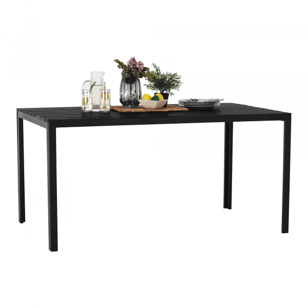 Záhradný stôl, 150 cm, čierna, ABELO