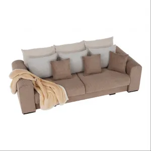 Extra priestranná pohovka, svetlohnedá/béžová/krémová, GILEN BIG SOFA