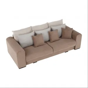 Extra priestranná pohovka, svetlohnedá/béžová/krémová, GILEN BIG SOFA