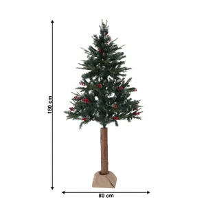 Vianočný stromček so šiškami na pníku, posnežený, 180 cm, PNIK TYP 1